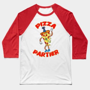 Pizza Partier Funny Cartoon Slice Pizza Character Baseball T-Shirt